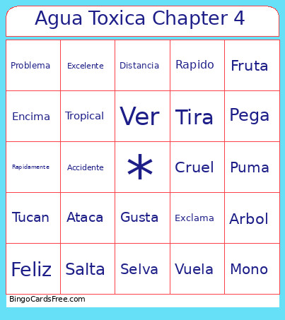 Agua Toxica Chapter 4 Bingo Card