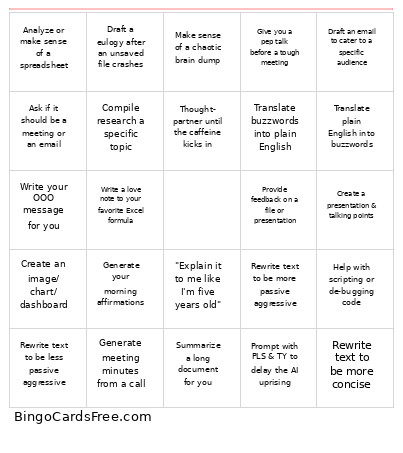 AI Bingo Card