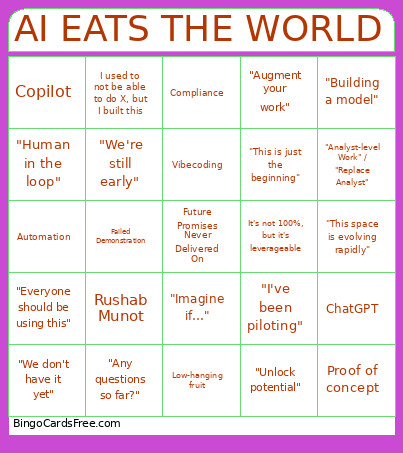 AI EATS THE WORLD Bingo Card