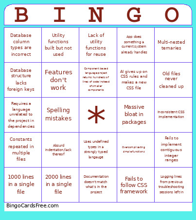 AI Webapp Bingo Card