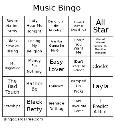 Aiaiaiiaiai Bingo Card