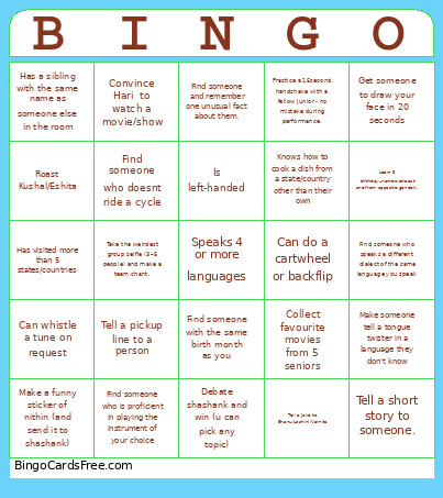 Aidaaa Bingo Card