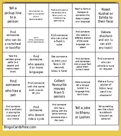 Aidaice Bingo Card