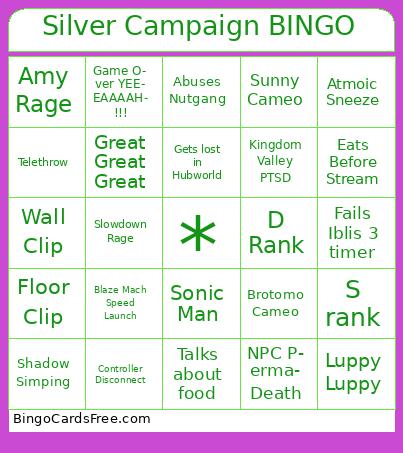 Aimee Silver Campaign Bingo Cards Free Pdf Printable Game, Title: Silver Campaign BINGO