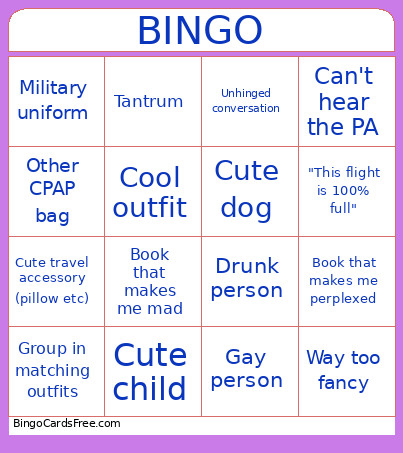 Airport Bingo Card 2