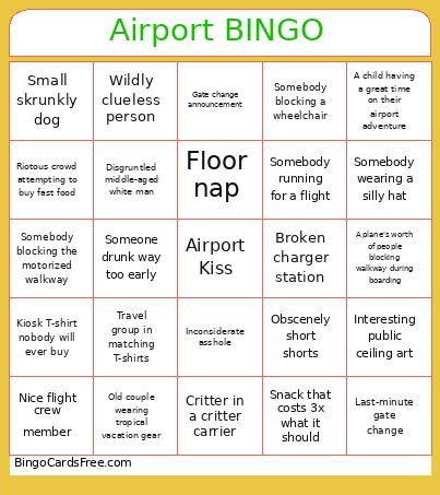 Airport Bingo Card