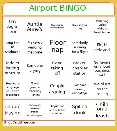 Airport Bingo Card