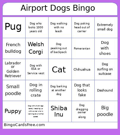 Airport Dogs Bingo 