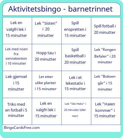 Aktivitetsbingo - barnetrinnet