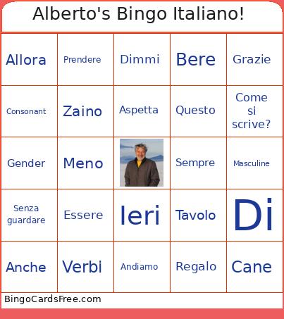 Alberto's Italiano! Bingo Card