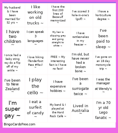 Albright Bingo Card