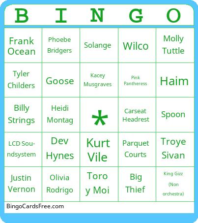 Album Release Bingo Cards Free Pdf Printable Game, Title: BINGO