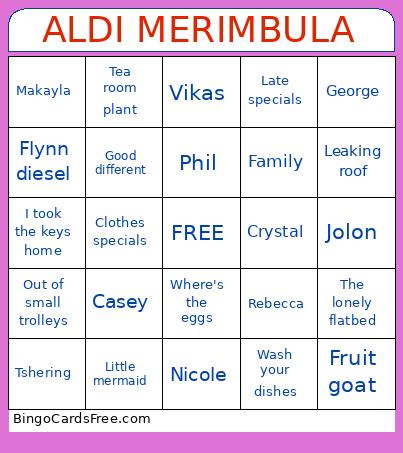 Aldi Merimbula Bingo Card