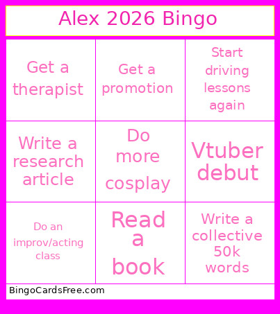 Alex 2026 Bingo Card