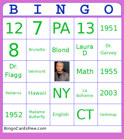 Alice's 100th Bingo Card