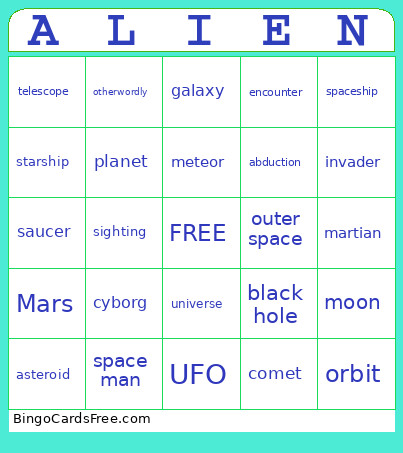 ALIEN Bingo Card
