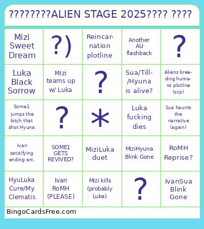 Alien Stage 2025 ???? Bingo Cards Free Pdf Printable Game, Title: ????????ALIEN STAGE 2025???? ????