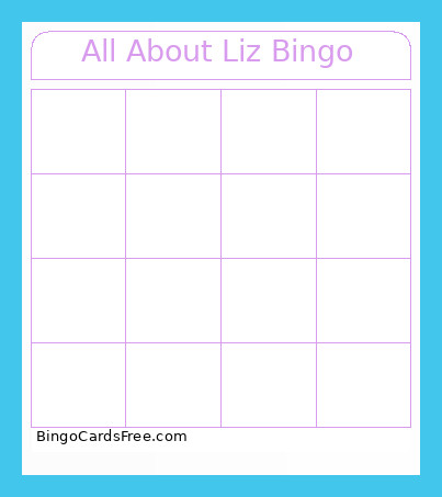 All About Liz Bingo Card