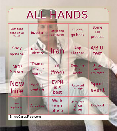 ALL HANDS Bingo Card