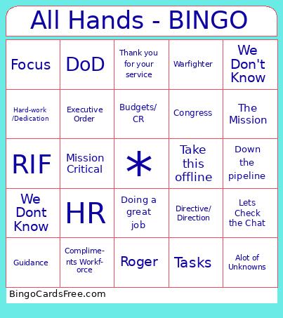 All Hands Bingo Cards Free Pdf Printable Game, Title: All Hands - BINGO