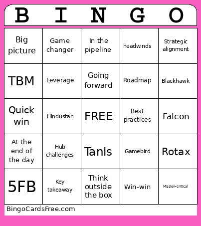 All Hands Bingo Card