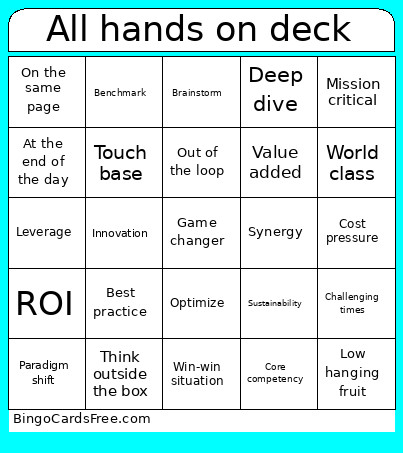 All Hands On Deck Bingo Card