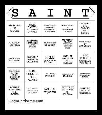ALL SAINTS Bingo Card