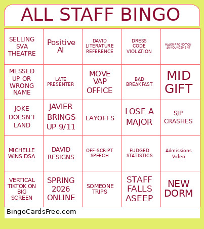 ALL STAFF Bingo Card