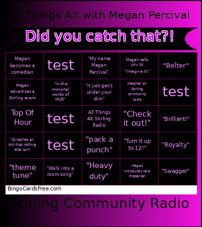All Things Alt : Stirling Community Radio Bingo Card