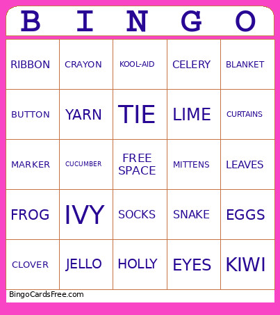 All Things Green Bingo Card