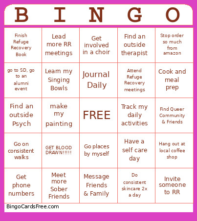Allie's Bingo Card