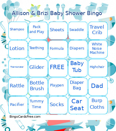 Allison & Brizi Baby Shower Bingo Card