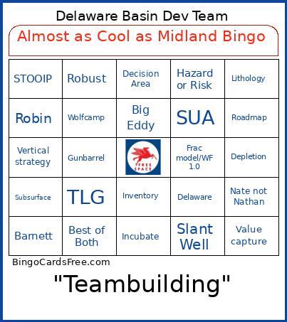 Almost As Cool As Midland Bingo Card