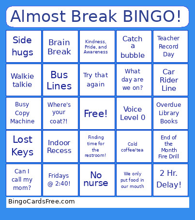Almost Break ! Bingo Card