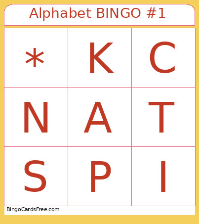 Alphabet #1 Bingo Card