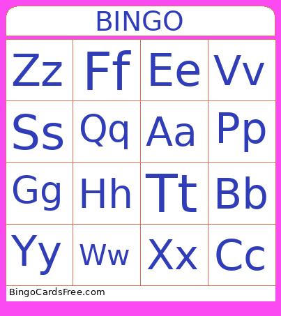 Alphabet Bingo Card