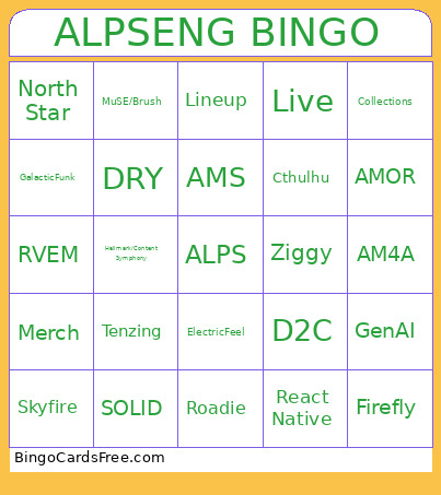 ALPSENG Off-Site Bingo Card