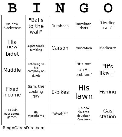 Al's Retirement Bingo Cards Free Pdf Printable Game, Title: BINGO