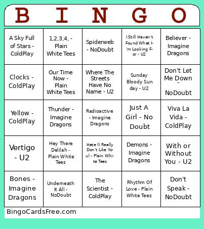Alt Rock BINGO