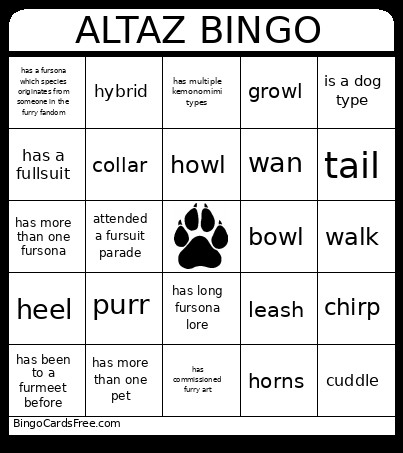 ALTAZ Bingo Card