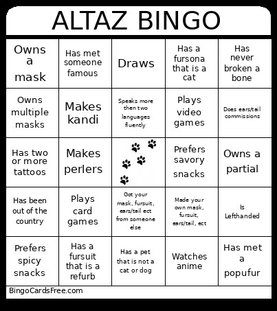 Altaz Bingo Card