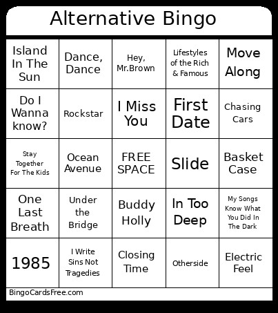 Alternative Bingo Card