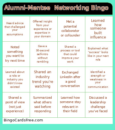 Alumni-Mentee Networking Bingo Card