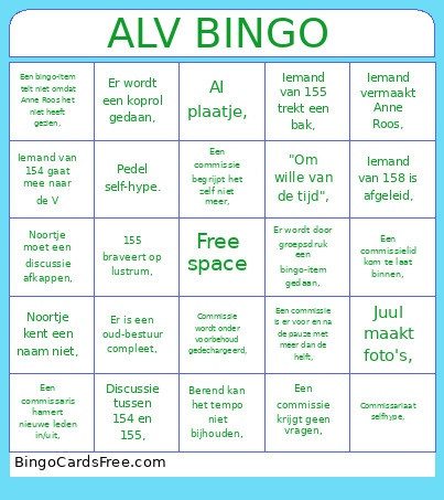 ALV 1 Bingo Card