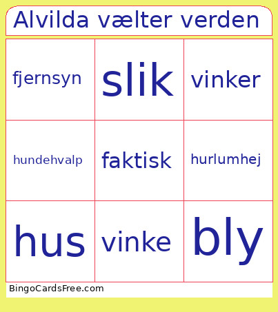 Alvilda Vælter Verden Bingo Card