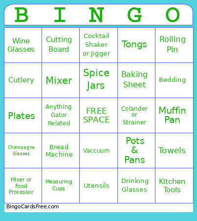 Alyssa Shower Bingo Card