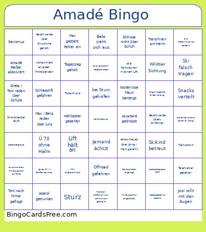 Amadé Bingo Card