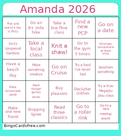 Amanda 2026 Bingo Card