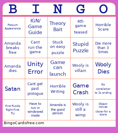 Amanda 3 Bingo Card