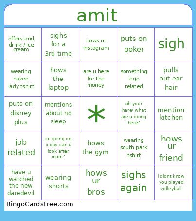 Ameet Bingo Card